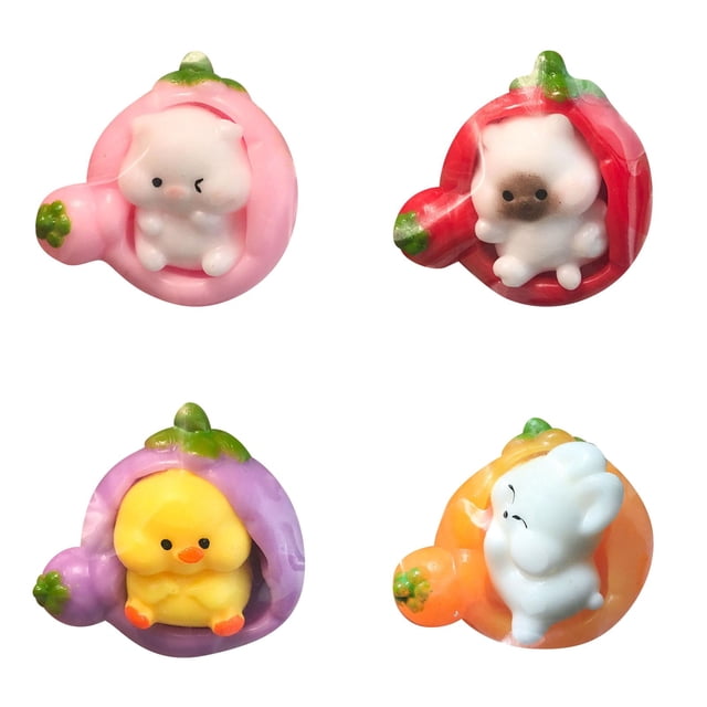 CY5O5ee 4PCS Cute Sleeping Animal Statues SqueezeToys Carrot Rabbit Slow Rising Soft Toy Stress Relieving FidgetToys for Adults PartyFavors Decompression Toy