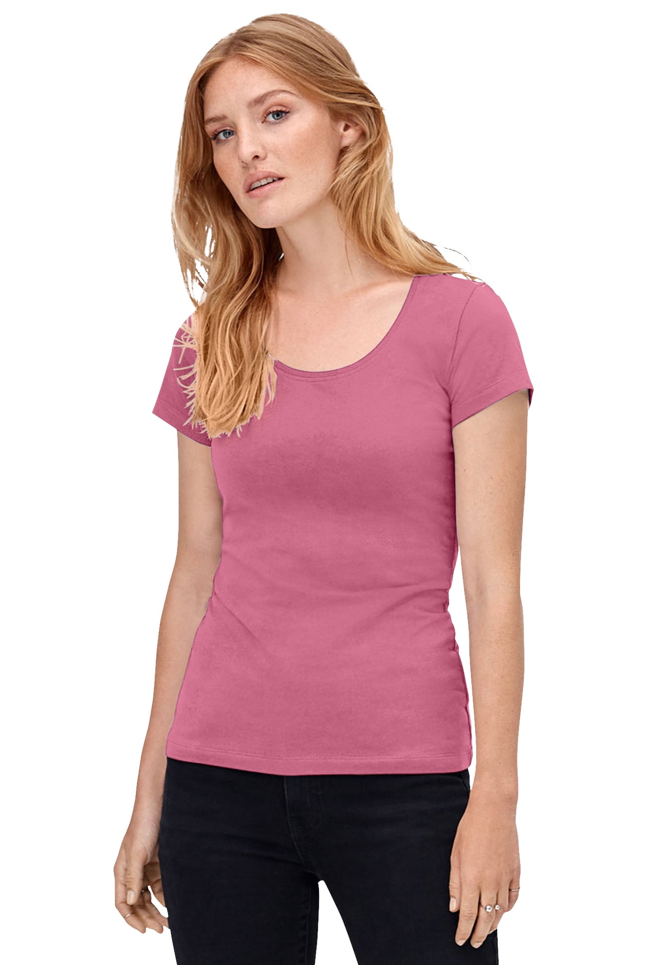Ellos - ellos Women's Plus Size Scoop Neck Tee T-Shirt - 14/16, Rose ...