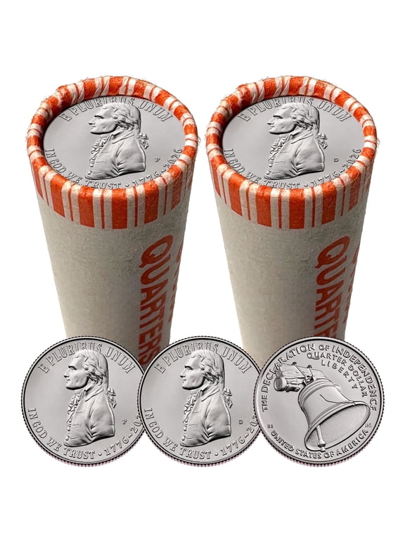 2026 Declaration of Independence Quarter Coin Rolls Set 1776-2026 Brilliant Uncirculated - 2 Rolls P & D Mint