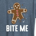 thumbnail image 3 of Instant Message - Bite Me Gingerbread Man Christmas- Women's Short Sleeve Graphic T-Shirt, 3 of 6