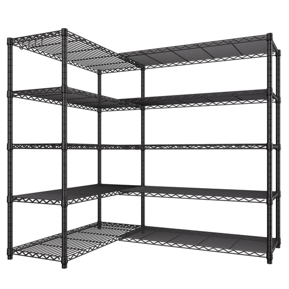 Prilinex 72"W Storage Shelves Load 1750LBS Wire Shelving Unit 5 Tier Garage Shelving Adjustable Metal Shelves Heavy Duty Organizer Rack for Pantry Kitchen, 72"W x 16"D x 76"H