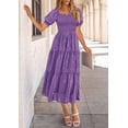 thumbnail image 3 of Vestido PRETTYGARDEN Verano 2025 Midi Cuello Cuadrado Morado Talla L, 3 of 6