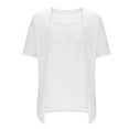 thumbnail image 4 of ZHENHONG T Shirts for Women,Summer Trendy Casual Short Sleeve Square Neck Blouses Plain Loose Graceful Tops,White Women Blouses, 4 of 5