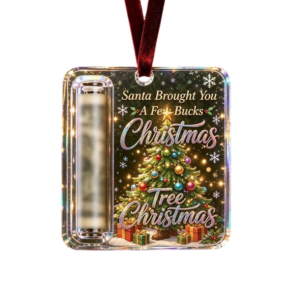 LEVEO Christmas Cash Gift Holder Ornament, Crystal-Clear Christmas Money Holders for Cash, Funny Holiday Xmas Tree Hanging Ornaments, Christmas Tree Hanging Decoration for Family Friends(#AB)