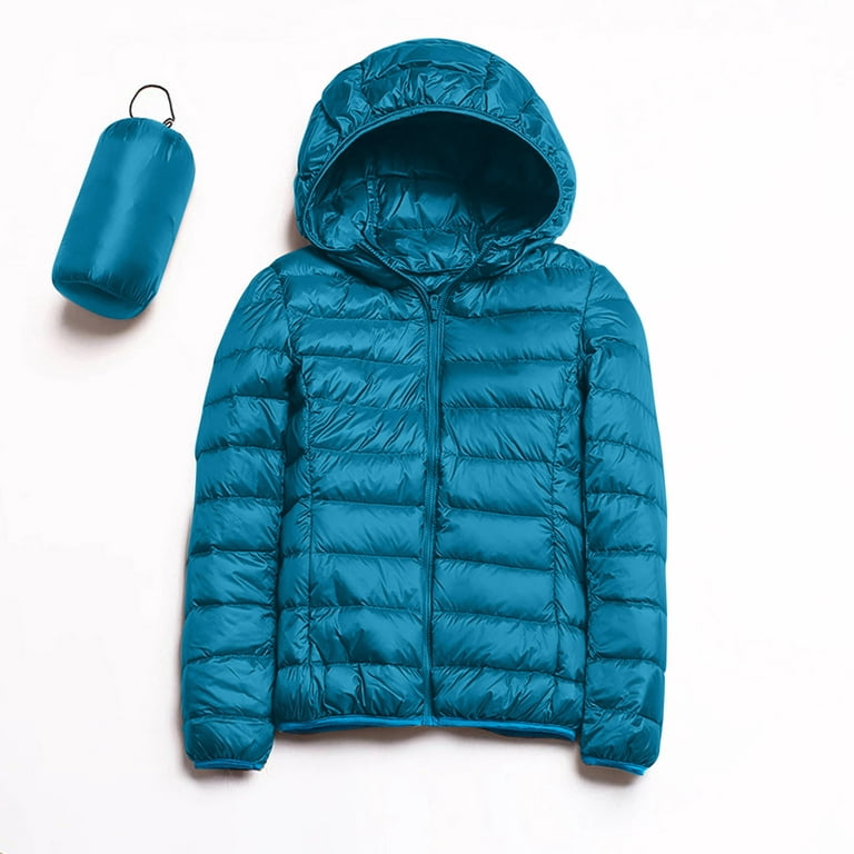 DKNY Womens Hooded Packable Puffer Coat X Small Blue NEW MSRP $240