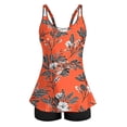 thumbnail image 4 of pstuiky Swimsuit for Women Print Crew Neck Plus Size Adjustable Strap Two Piece Swimwear Womens Swim Suits Two-Piece Sets Chest Support with Boy Shorts Swim Dress, 4 of 8