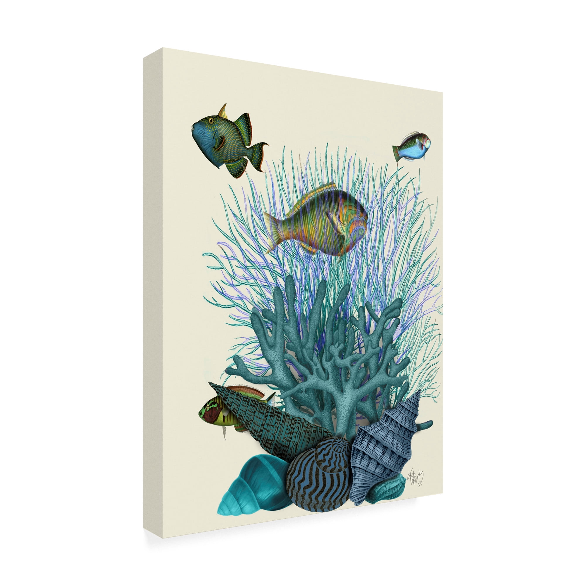 Trademark Fine Art 'Fish Blue Shells and Corals' Canvas Art by Fab Funky