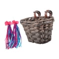 thumbnail image 3 of Cesta para manillar de bicicleta para niños, desmontable con 2 cintas, cesta delantera portátil para bicicleta, cesta de almacenamiento para ciclismo Cesta marrón oscuro, 3 of 8
