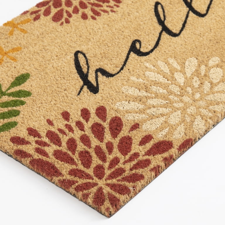 Mainstays Hello Bloom Outdoor Coir Doormat, Multicolor, 18" x 30" photo 4