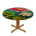 thumbnail image 3 of WERPE Round Tablecloth Lotus Water Lilies Print Pink Flowers Home Decor White, 3 of 7