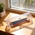 thumbnail image 4 of JJV Clear Transparent Pencil Case Plastic Box Pen Holder, Large Capacity Stationery Organizer with Snap Button Closure Waterproof Easy Clean Portable 7.3x2.2x1.6 Inch, 4 of 6