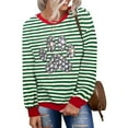 thumbnail image 5 of Yteetum Women's Christmas Crewneck Sweatshirts Oversize Christmas Graphic Print Pullover Hoodless Sweatshirts Top Womens Christmas Stripe Print Round Neck Long Sleeve Sweatshirts Fall Clothes, 5 of 6