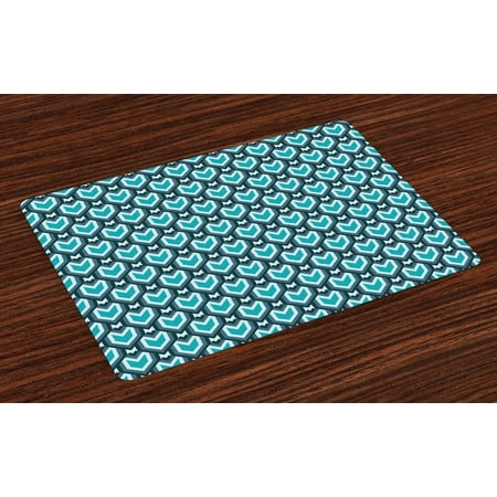 Teal Table Decor Teal Placemats Set of 4 Abstract Waterfall Design Shades of Blue Geometric Art Modern Pattern, Washable Fabric Place Mats for Dining Room Kitchen Table Decor,Slate Blue Pale Blue Teal, by Ambesonne ()