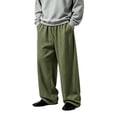 thumbnail image 5 of Mens Wide Leg Sweatpants Drawstring Waist Flowy Baggy Pants Casual Streetwear Army Green M, 5 of 5