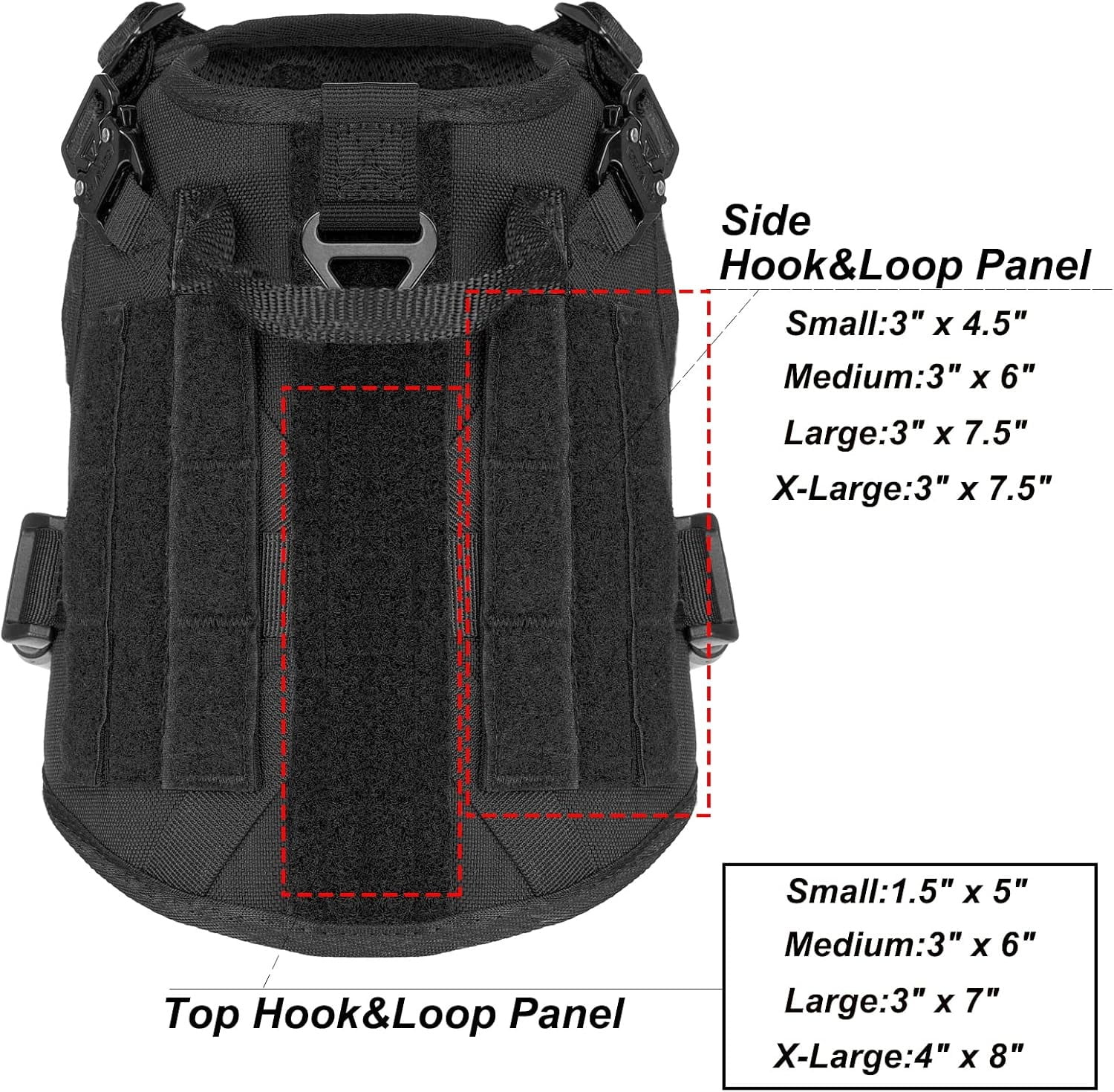 Dog Harness,Medium Size,2X Metal Buckle,Working Dog with Velcro your tag easily and Vest with Handle,No Pulling Front Leash Clip,Hook and Loop Panel Adjustable Elastic Wearing Quickly