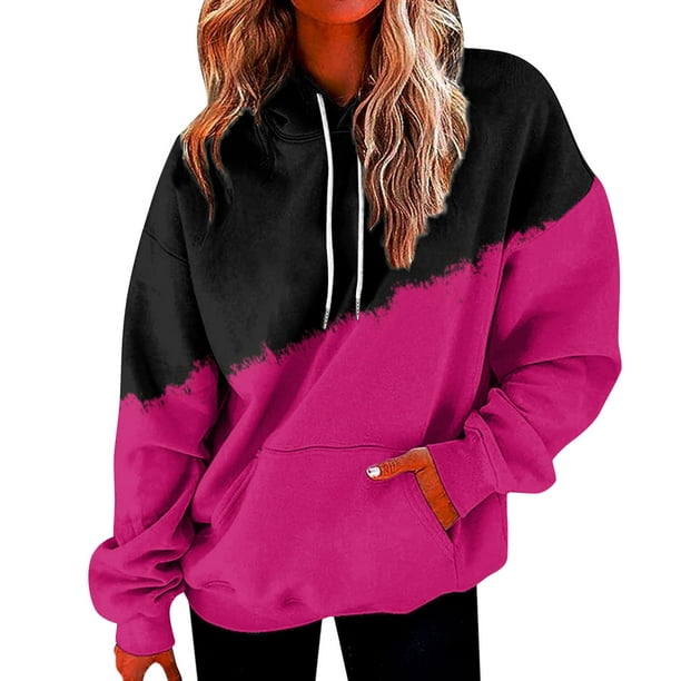 nsendm Womens Sweatshirt Adult Female Clothes Light Weight Hoodie Women  Womens Plus Size Casual Hooded Sweatshirt With Pockets Long Sleeve Long  Hoodie Tunic Hot Pink Size XXL 
