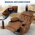 thumbnail image 6 of TacleeKii Oversized Swivel Rocking Recliner with Massage and Heat for Big and Tall Adults, Ergonomic Wide Seat Lounge Chair, 400 Lbs, Brown, 6 of 9