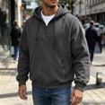 thumbnail image 2 of Eygvbb Men's Quarter Zip Hoodie Long Sleeve Pullover Sweatshirt With Zipper Pockets Drawstring Hood Loose Fit Versatile Trendy Casual Top, 2 of 7