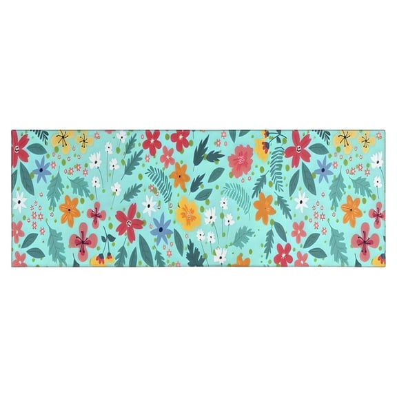 Pioneer Flower Floral Print Pattern Kitchen Rug Mat,Kitchen Runner Rugs Non Skid Washable,Decorative Kitchen Floor Mats for Kitchen,Sink,Laundry,17"X47"