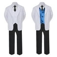 thumbnail image 2 of 5-7pc Formal Black White Suit Set Teal Bow Long Tie Vest Boy Baby Sm-20 Teen, 2 of 3