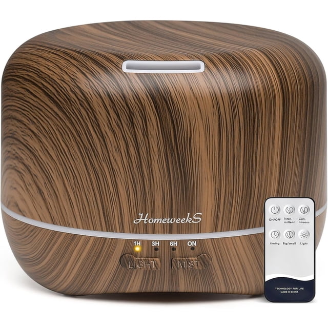 Aromatherapy Essential Oil Diffuser for Room: Air Humidifier Aroma Scent Cool Mist Diffuser Colorful Lights Wood Cute Small Large Waterless Auto Off Ultrasonic Diffusers for Home Bedroom (300ml)