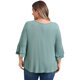 thumbnail image 5 of GRACE & GRANDEUR Blusas de Talla Grande para Mujeres para el Día de la Madre con Mangas de Ruffle de Doble Capa y Escote en V, Frente Plisado, Casual, 1X Verde, 5 of 7