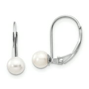 14k White Gold 5mm Freshwater Cultured Pearl Leverback Earrings