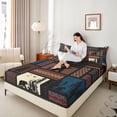 thumbnail image 3 of Castle Fairy Rustic Jungle Animal Bear Queen Sheets 4 Pieces,Bohemian Aztec Tribal Plaid Queen Sheet Sets,Sepia Red Blue,1 Fitted Sheet, 1 Flat Sheet and 2 Pillowcases, 3 of 6