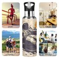 thumbnail image 7 of Yayeee 33oz Insulated Water Bottle Double Wall Stainless Steel with Flip Straw Lid, Beige Record, 7 of 7