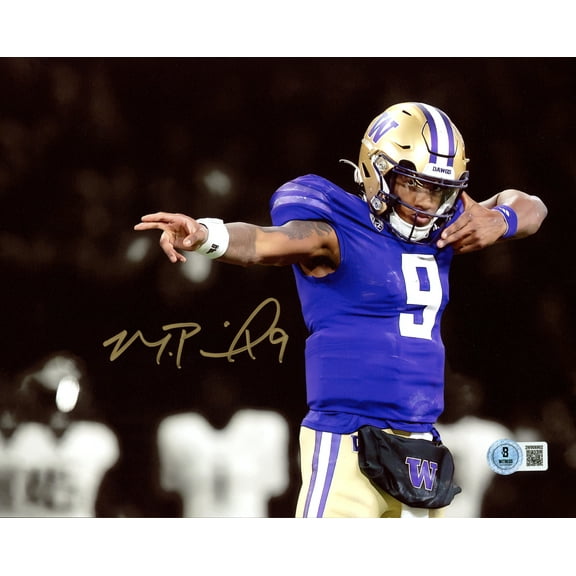 Michael Penix Jr. Autographed 8x10 Photo Washington Huskies Bow & Arrow Beckett BAS Witness 242588