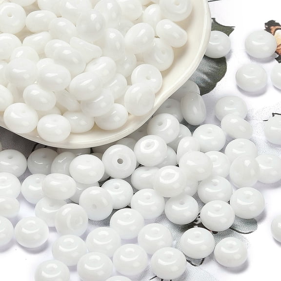 1Pound Opaque Colours Glass Seed Beads Donut White 8x5mm Hole: 1.5mm 1000pcs/pound