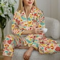 thumbnail image 4 of Goofa Colorful Chicken Printed Women’s 2 Piece Pajama Set Super,Pajamas Women's Long Sleeve Sleepwear Soft Button Down Loungewear Pjs Lounge Set Nightwear-XX-Large, 4 of 9