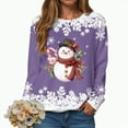 thumbnail image 2 of Towmus Christmas Sweatshirts for Women Loose Fit Snowman Printed Graphic Sweatshirts Roundneck Fall Pullover Tops, 2 of 7