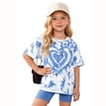 thumbnail image 5 of SGMVNU Girls Summer 2 Piece Outfits Tie Dye Short Sleeve Loose T-Shirts and Elastic Waist Biker Shorts Kids Clothing Sets, Size 5-6 Years, Blue, 5 of 5