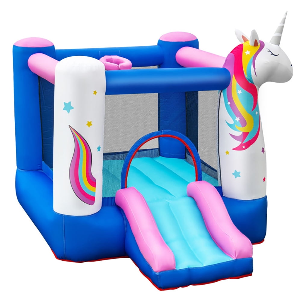 Aimee Lii Inflatable Slide Bouncer with Basketball Hoop for Kids without Blower, Toddler Bounce House