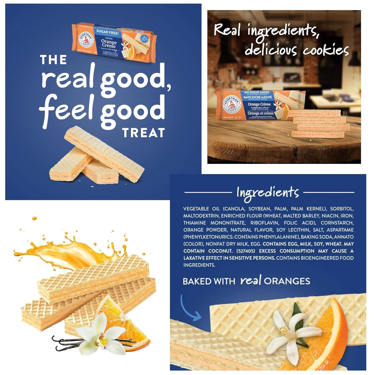Zero Sugar Wafers - 4x Orange Creme Flavored Wafers (Pack Of 4 x 255g) Especially Since They're Sugar Free and Don't Contain any Artificial Colors or Flavors