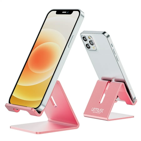 Urmust Phone Stand Universal Cell Phone Stand for Desk Aluminum Phone Dock Cradle for iPhone 14 13 12 11 Pro Xs Max Xr X 8 7 6 6s Plus 5 5s 5c, Office Decor Office Supplies Accessories Desk (Pink)