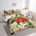 thumbnail image 3 of Manfei Green Red Beige 7pcs Bedding Comforter Set,Merry Christmas Queen Bedding Sets,Xmas Floral Berry Queen Sheet Sets For Adult,Super Cozy Room Decor Reversible, 3 of 8