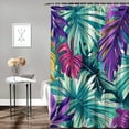 thumbnail image 2 of Orinice Tropical Palm Leaf Shower Curtain Colorful Monstera Leaves Plant Summer Wild Banana Leaf Nature Jungle Exotic Abstract Botanical Fresh Bathroom Home Decor with Hooks,Green Teal Purple 69x72, 2 of 7