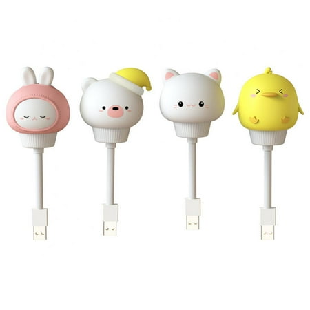 

4Pcs Cute Animal Shape USB Night Light Remote Control Light Bedside Lamp For children Birthday and Christmas Gift