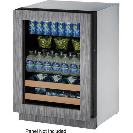U-2224BEVINT-00A 24 2000 Series Left Hinge Beverage Center with 4.9 cu. ft. Capacity 2 Wine Racks 2 Glass Shelves Convection Cooling System Digital Touchpad Control and UV-Protected Gla