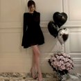 thumbnail image 1 of Vestido Sexy negro con hombros descubiertos para mujer, ropa De Fiesta elegante con cordones, manga acampanada, Mini ropa Y2k, diseños elegantes Ins, 1 of 4