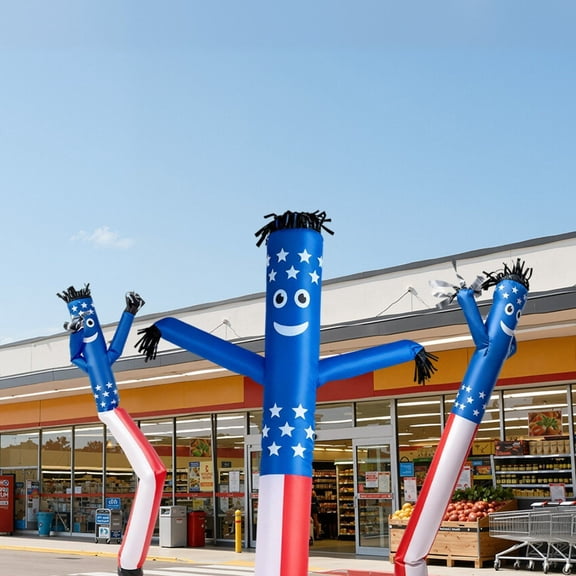 Wacky Waving Dancing Tube Guy 20 Feet Tall Inflatable Air Puppet Patriotic Stars Stripes for Outdoor Advertising Business Store Farm Orchard