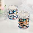 thumbnail image 2 of Yayeee 2 Pack Qtip Holder Bathroom Cotton Swab Canister with Lid Clear Dispenser Set, Dark Blue Hand Drawn Sailboats, 2 of 6