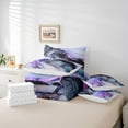thumbnail image 5 of Feelyou Dreamy Purple Marbling Bedding Comforter Set 7pcs, Modern Fashion Stripes Queen Bedding Sets, Teens Adult Men Women Reversible Queen Sheet Sets, Luxury Bedroom Decor, 5 of 7