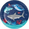 PTYC 350498 7 in. Shark Party Luncheon Paper Plate