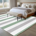 thumbnail image 5 of Fruit Green Grey Stripe Washable Living Room Rugs 5'x7', Classic Modern Low Pile Throw Large Area Rugs Non-Slip Sturdy Edge Binding Carpet for Dining Room Bedside Kitchen, 5 of 9