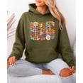 thumbnail image 3 of Wildcats Hoodie for Women Retro Groovy Floral Game Day Pullover, Army Green Hoodie, XL, 3 of 8