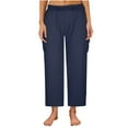 thumbnail image 3 of Women's Solid Color Casual Athletic Pants With Pockets And Button Comfort Fit Long Trousers Two Piece Pants Outfits for Women Casual Casual Pants for Women for Work Women Casual Pants Long Patterned, 3 of 6