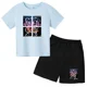 thumbnail image 2 of Conjunto de ropa para niños y adolescentes con estampado de oso de marca, camiseta de cuello redondo y traje corto de 2 piezas, informal, de verano, para niñas y bebés, 2 of 5